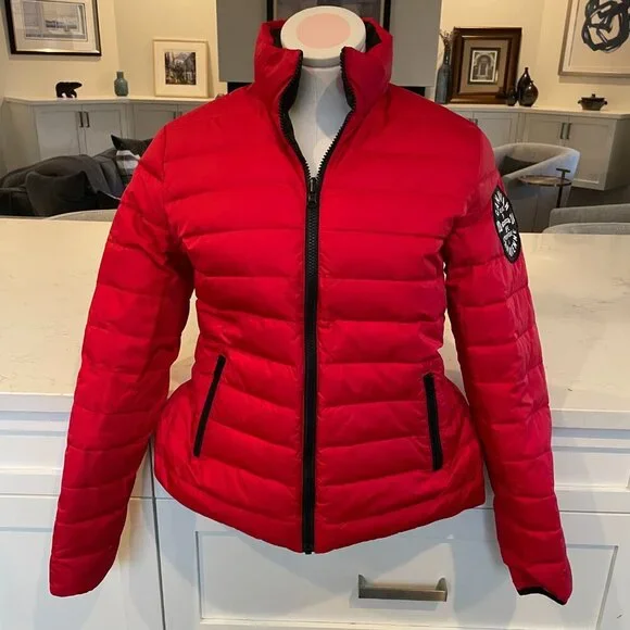 HBC Official Outfitter 2014 Olympics Reversible Down Puffer Jacket Red Black M - Picture 3 of 16
